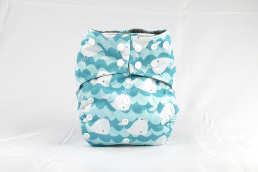 Baby Cloth Diaper - Whale Print