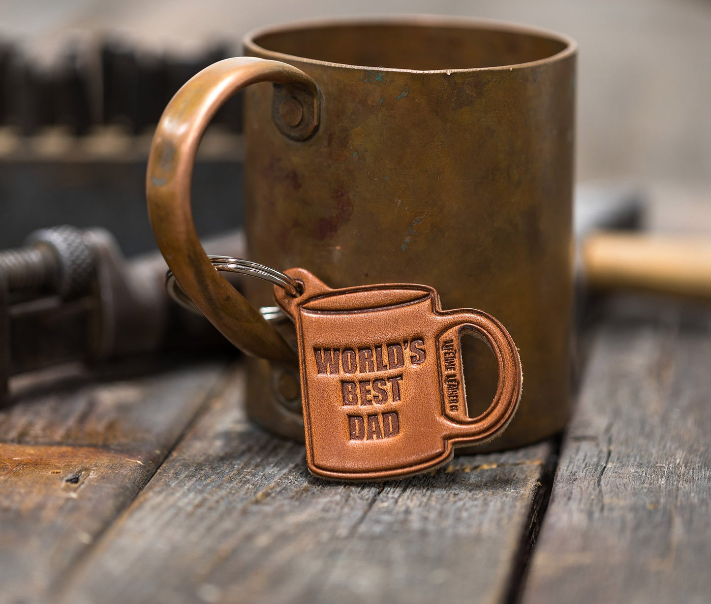 World's Best Dad Leather Keychain