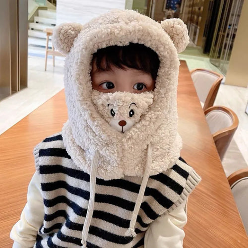 Plush Cute Cartoon Mask Hood Scarf