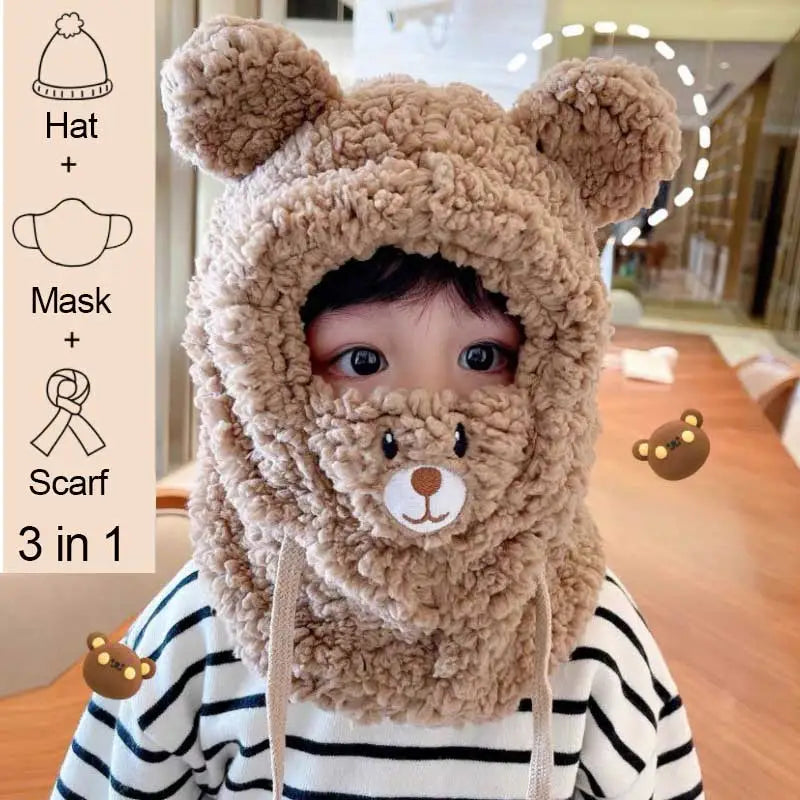 Plush Cute Cartoon Mask Hood Scarf