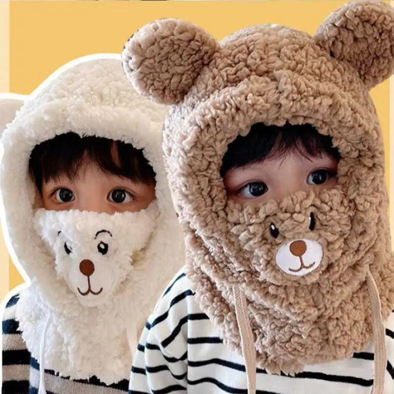 Plush Cute Cartoon Mask Hood Scarf