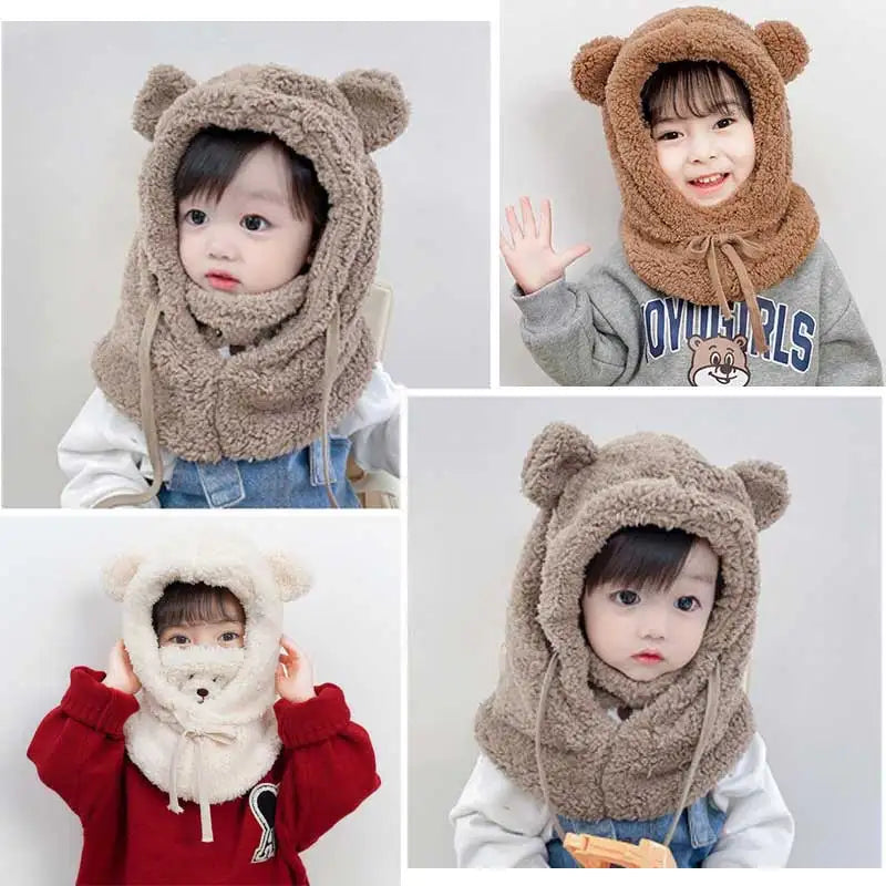 Plush Cute Cartoon Mask Hood Scarf